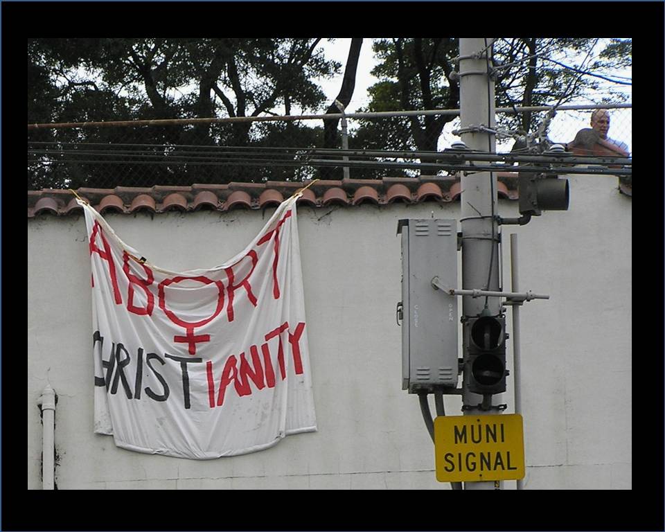 Disturbing sign by a protester